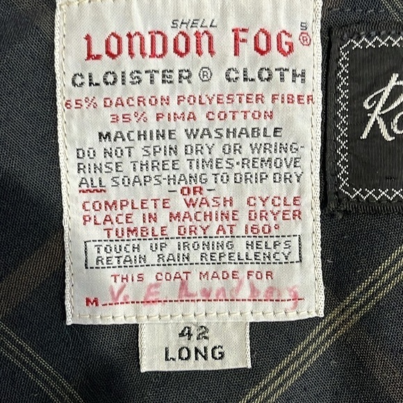 London Fog Navy Blue Trench Coat Men's Size 42 Long Overcoat Rothschild's - Picture 13 of 15